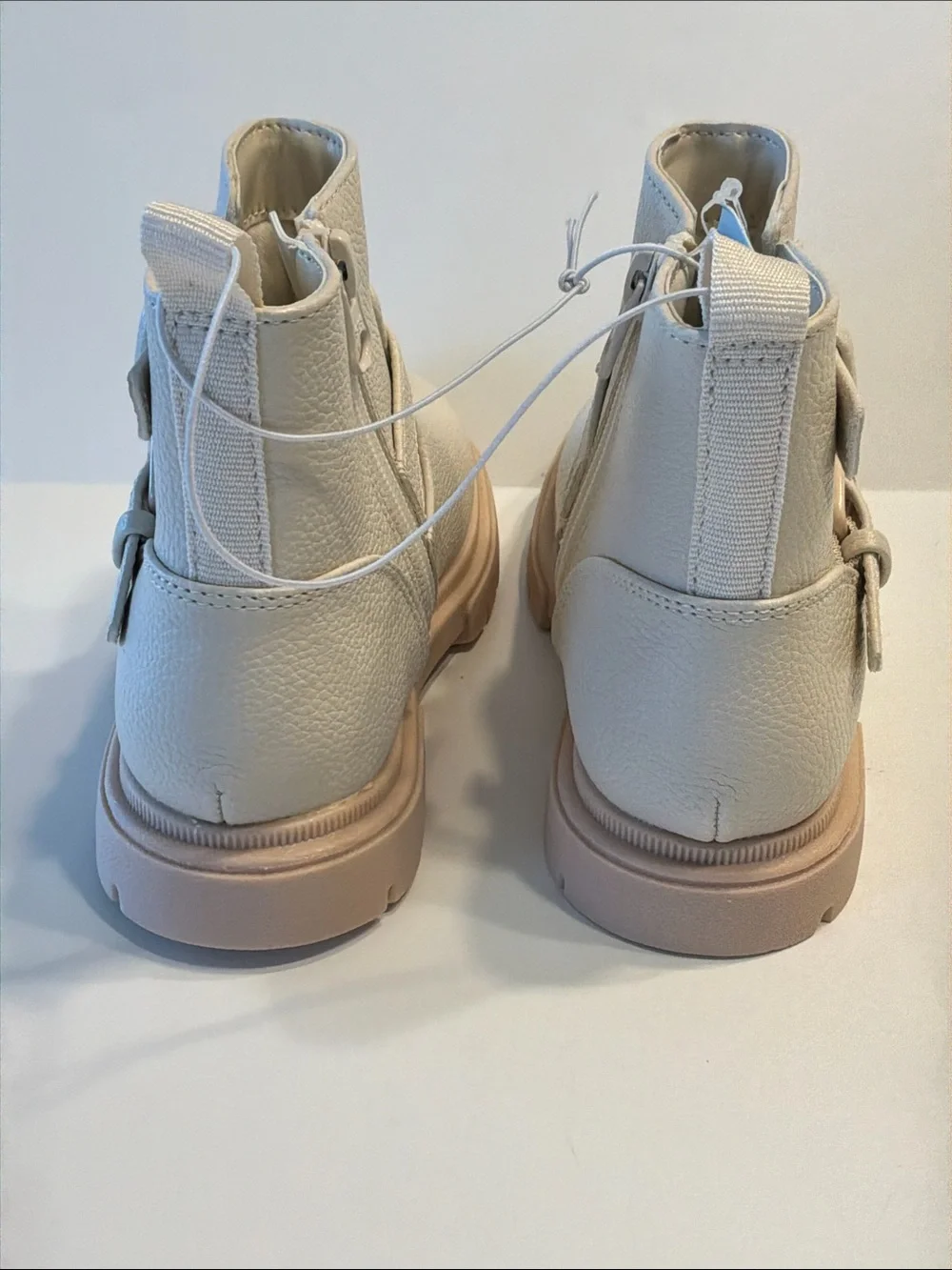 Cat & Jack Toddler Girl Evie Buckle Moto Cream Boots